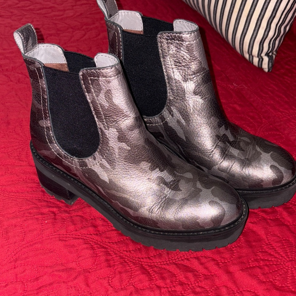 Paolo Metallic Camouflage Ankle Boots